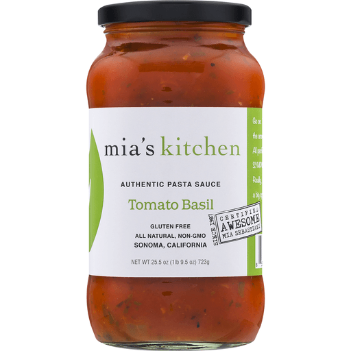 slide 3 of 18, Mia's Kitchen Tomato Basil Pasta Sauce, 25.5 oz