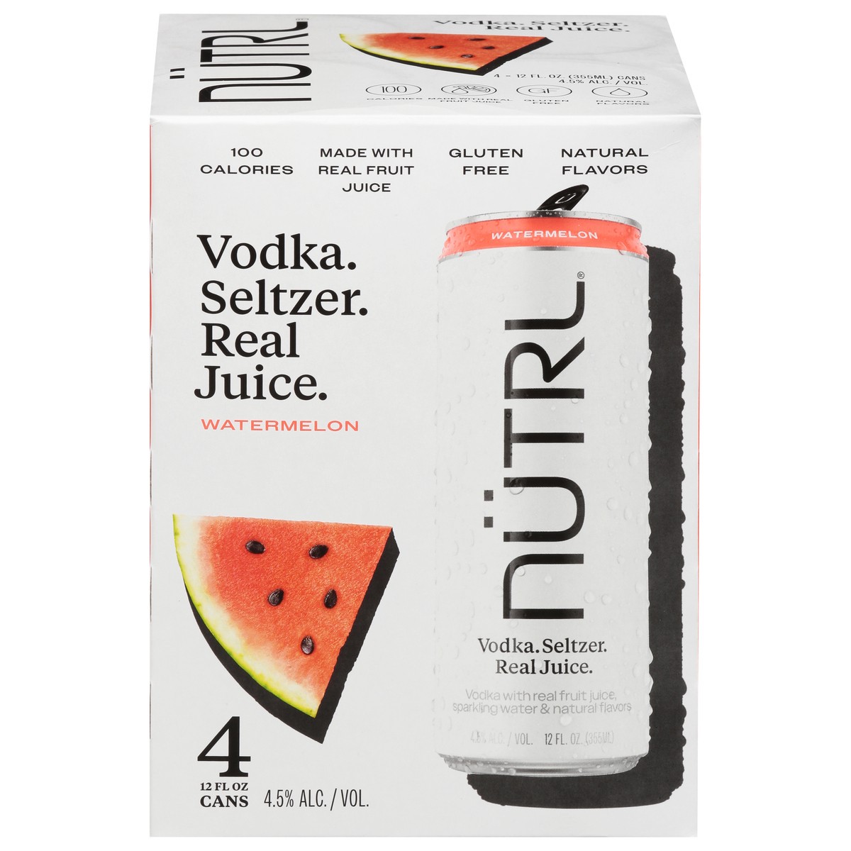 slide 1 of 7, Nutrl Real Juice Watermelon Vodka Seltzer 4 - 12 fl oz Cans, 4 ct