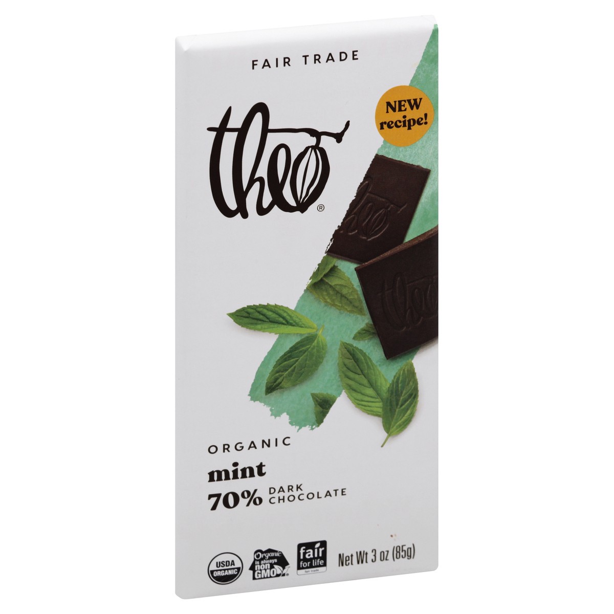 slide 12 of 13, Theo Organic 70% Mint Dark Chocolate 3 oz, 3 oz