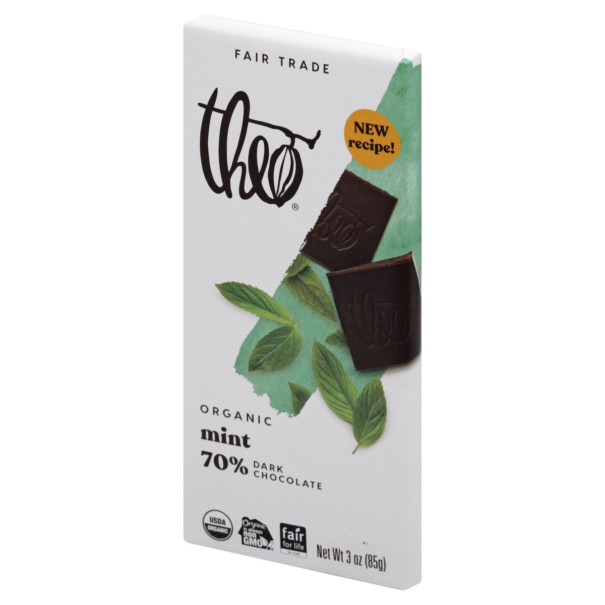 slide 11 of 13, Theo Organic 70% Mint Dark Chocolate 3 oz, 3 oz
