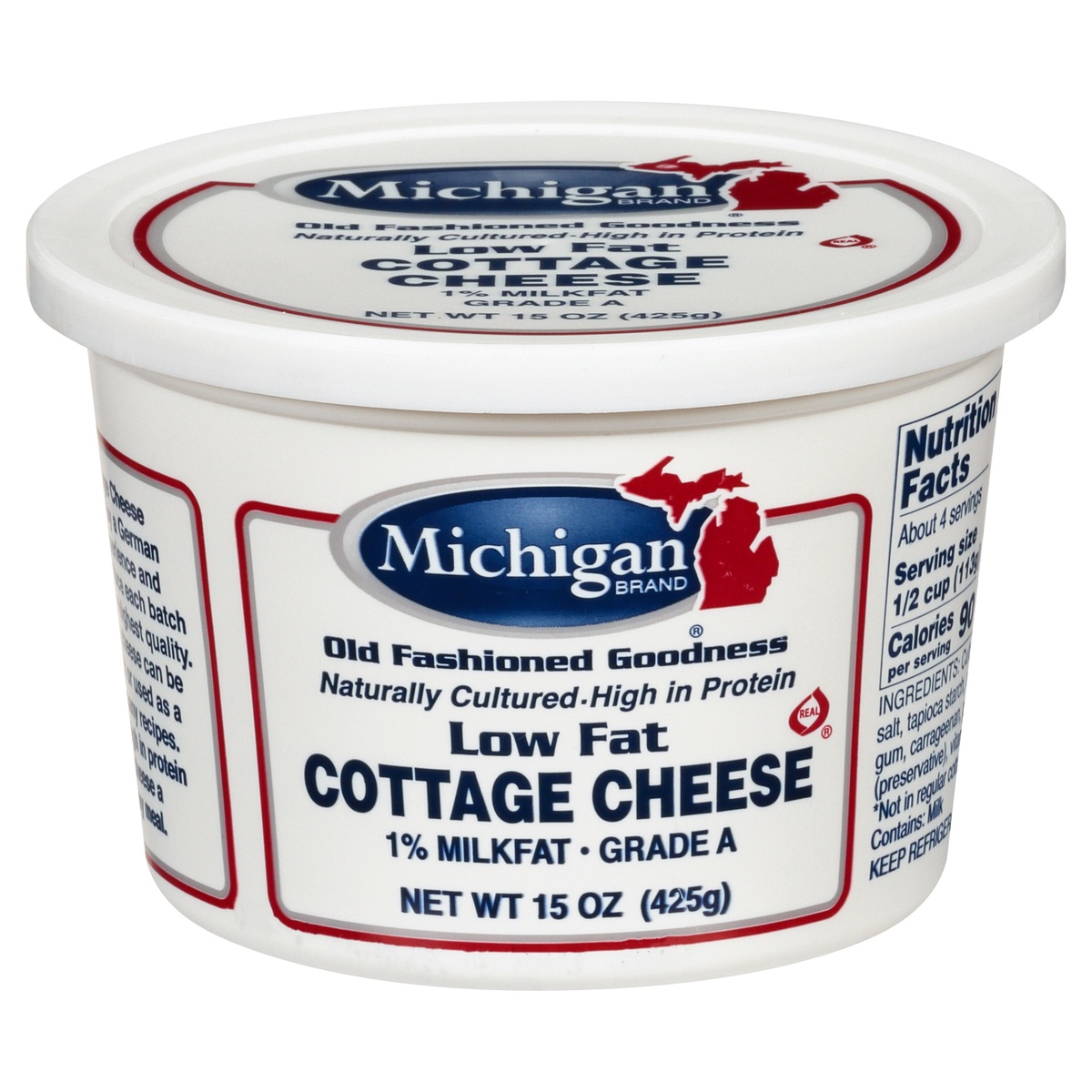 slide 1 of 1, Michigan Brand Low Fat Cottage Cheese, 15 oz