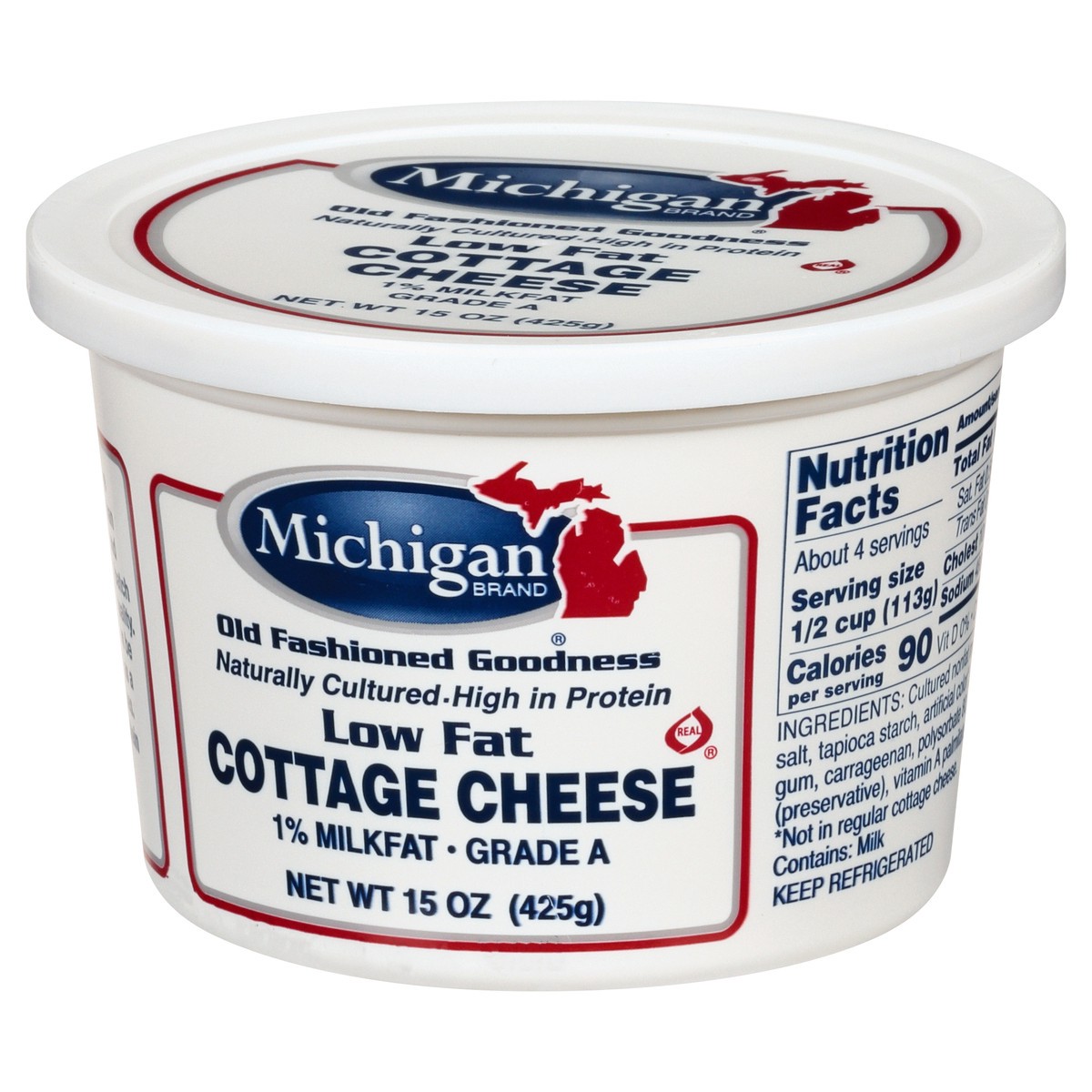 slide 3 of 10, Michigan Brand 1% Milkfat Low Fat Cottage Cheese 15 oz, 15 oz