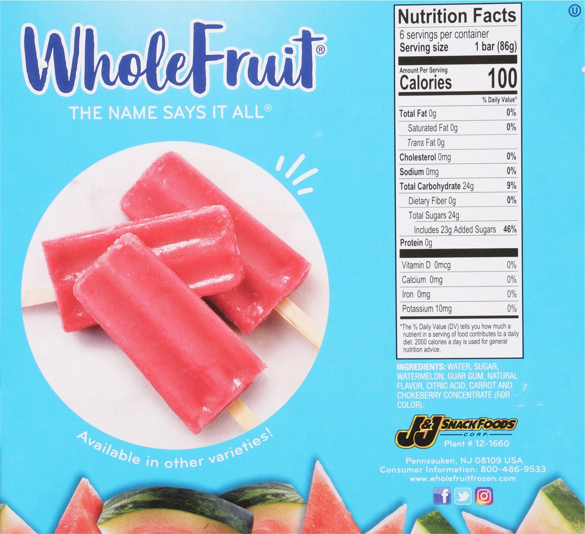 slide 10 of 11, Whole Fruit Watermelon Fruit Bars 6 - 2.75 fl oz Bars, 16.5 fl oz