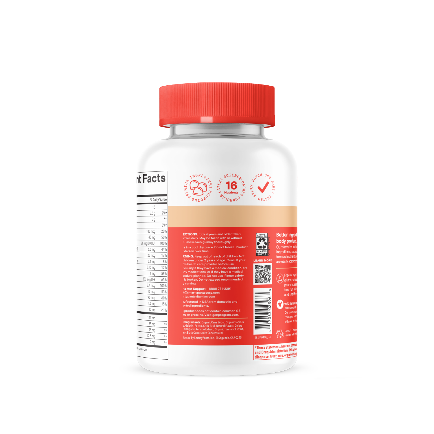 slide 3 of 4, SmartyPants Kids Plus Lemon, Orange, and Strawberry Banana Multi & Omegas 60 Gummies, 60 ct