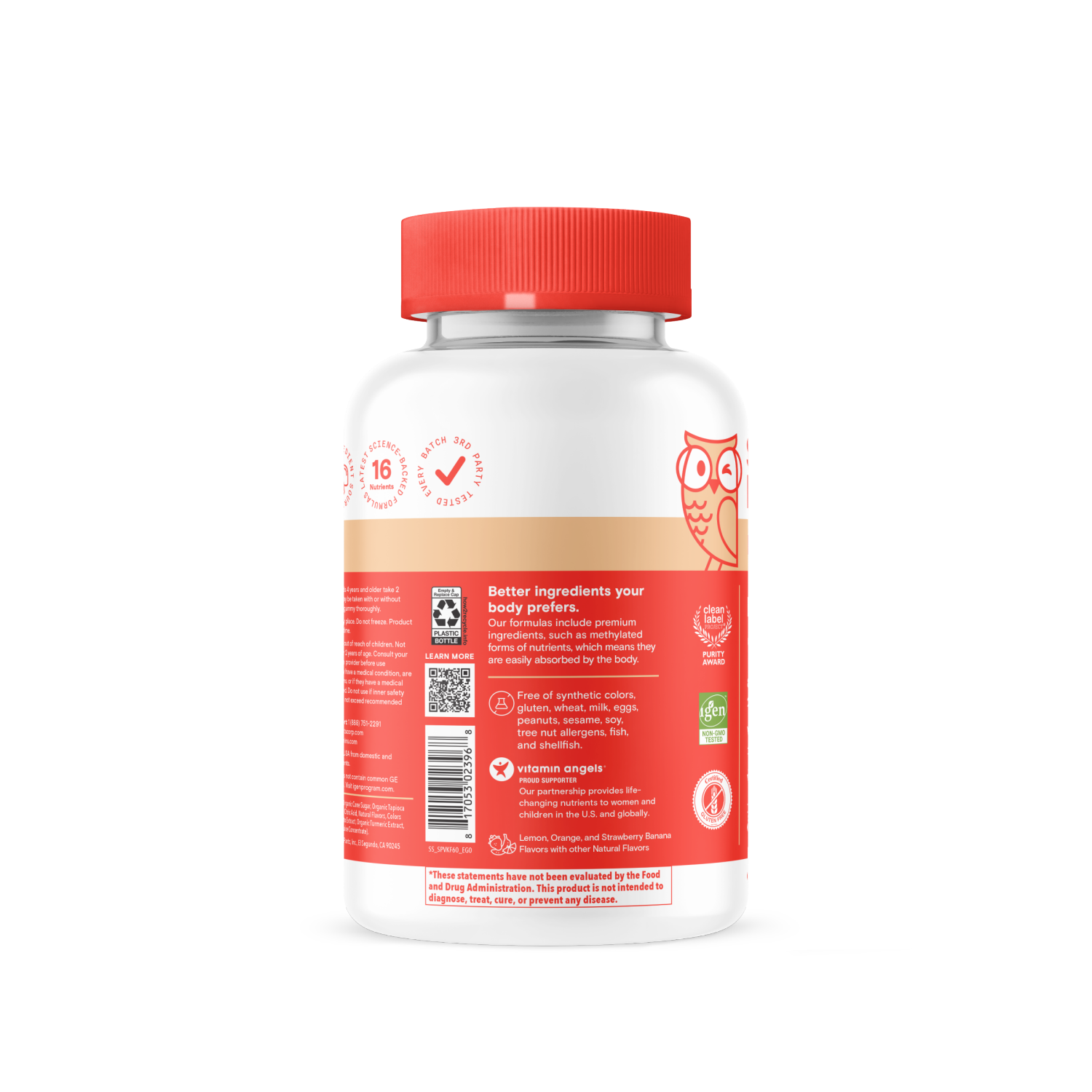 slide 4 of 4, SmartyPants Kids Plus Lemon, Orange, and Strawberry Banana Multi & Omegas 60 Gummies, 60 ct