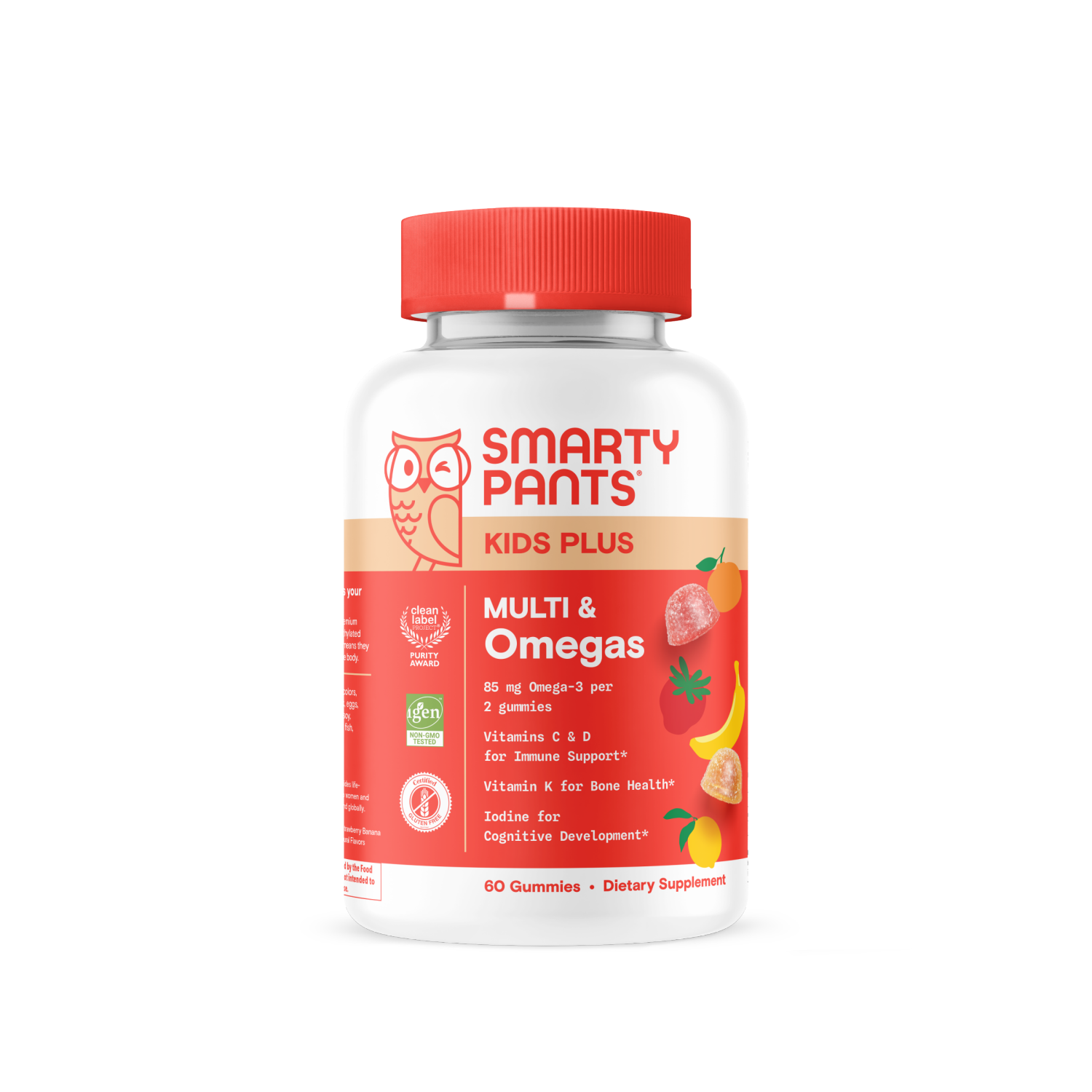 slide 1 of 4, SmartyPants Kids Plus Lemon, Orange, and Strawberry Banana Multi & Omegas 60 Gummies, 60 ct