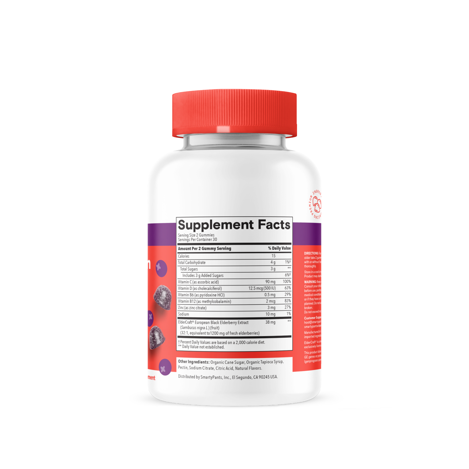 slide 2 of 4, SmartyPants Kids Triple Action Immunity with Elderberry 60 Gummies, 60 ct