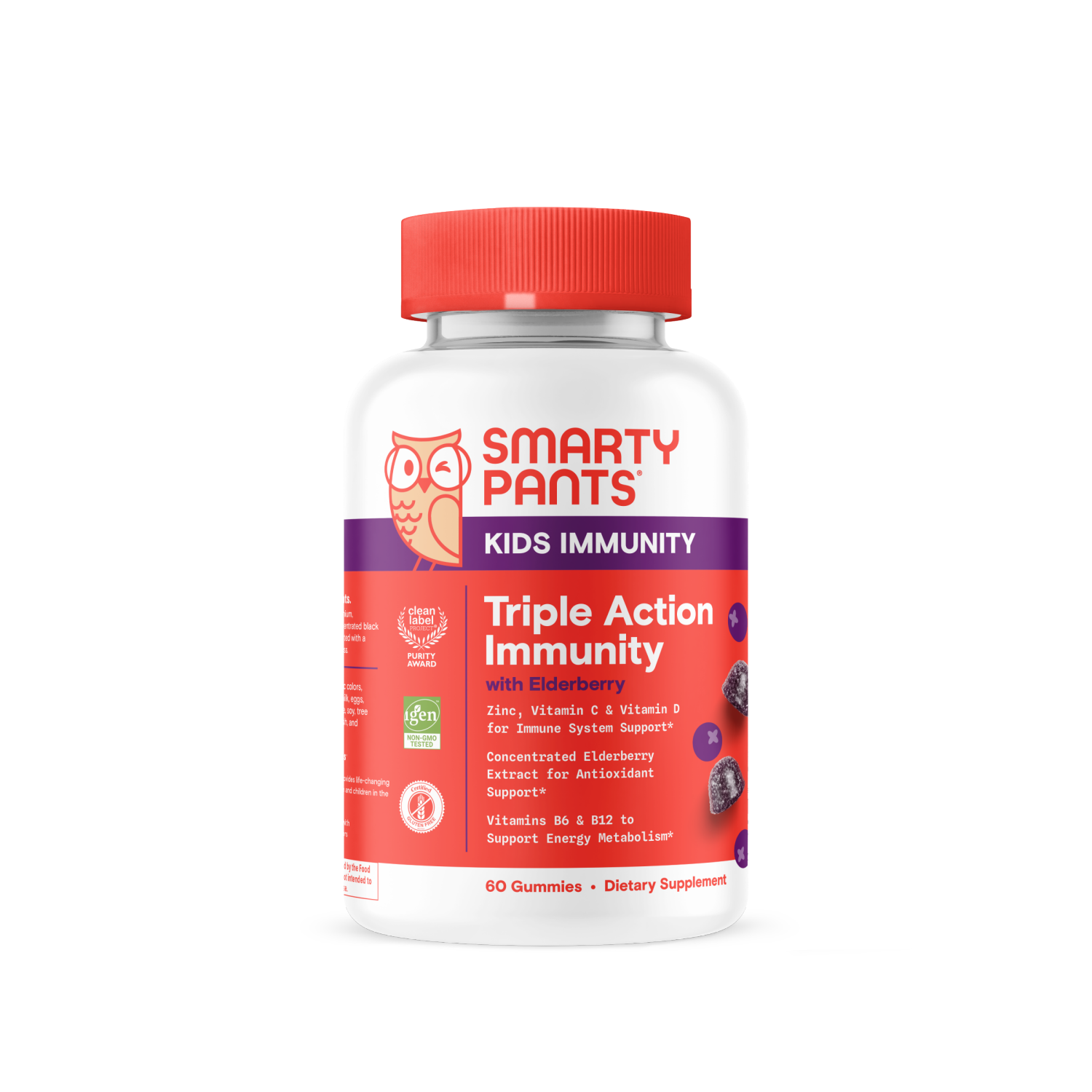 slide 1 of 4, SmartyPants Kids Triple Action Immunity with Elderberry 60 Gummies, 60 ct
