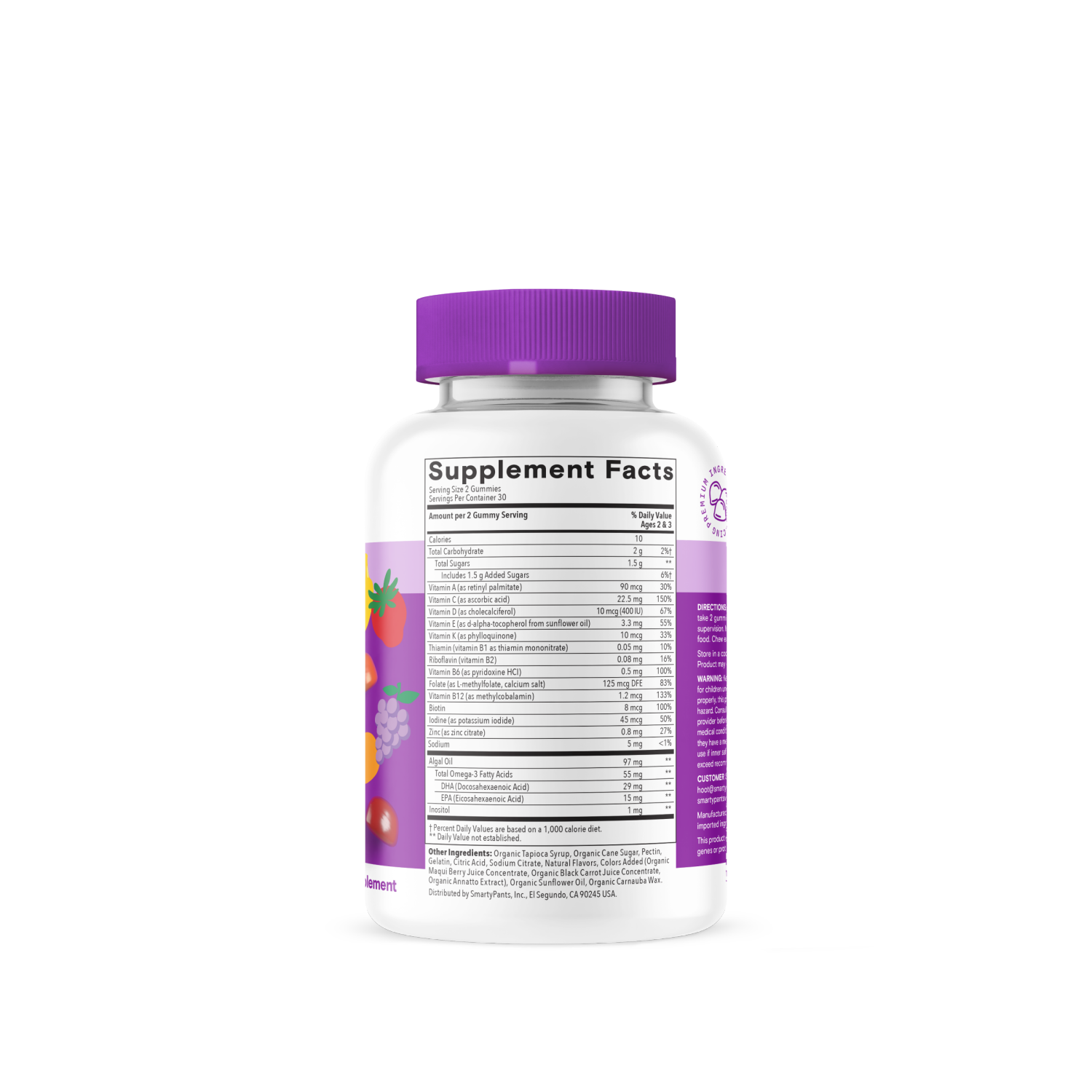 slide 2 of 4, SmartyPants Toddlers Plus Grape, Orange, & Strawberry Banana Multi & Omegas 60 Gummies, 60 ct