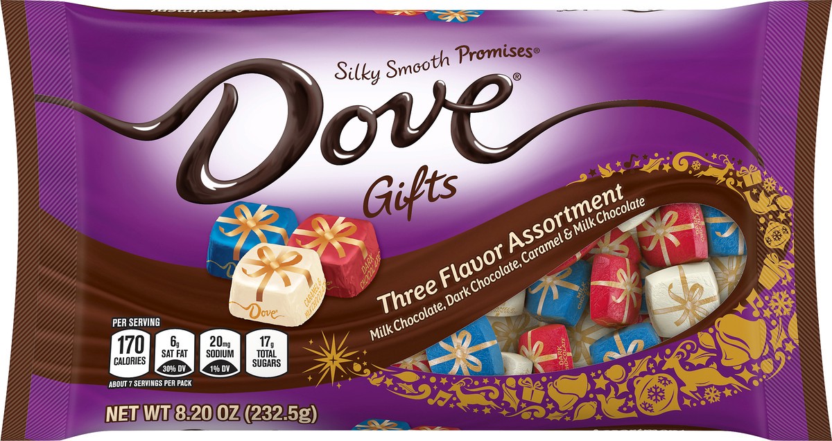 slide 3 of 13, DOVE PROMISES Christmas Assorted Chocolate Candy Gift, 8.20 oz. Bag, 8.2 oz