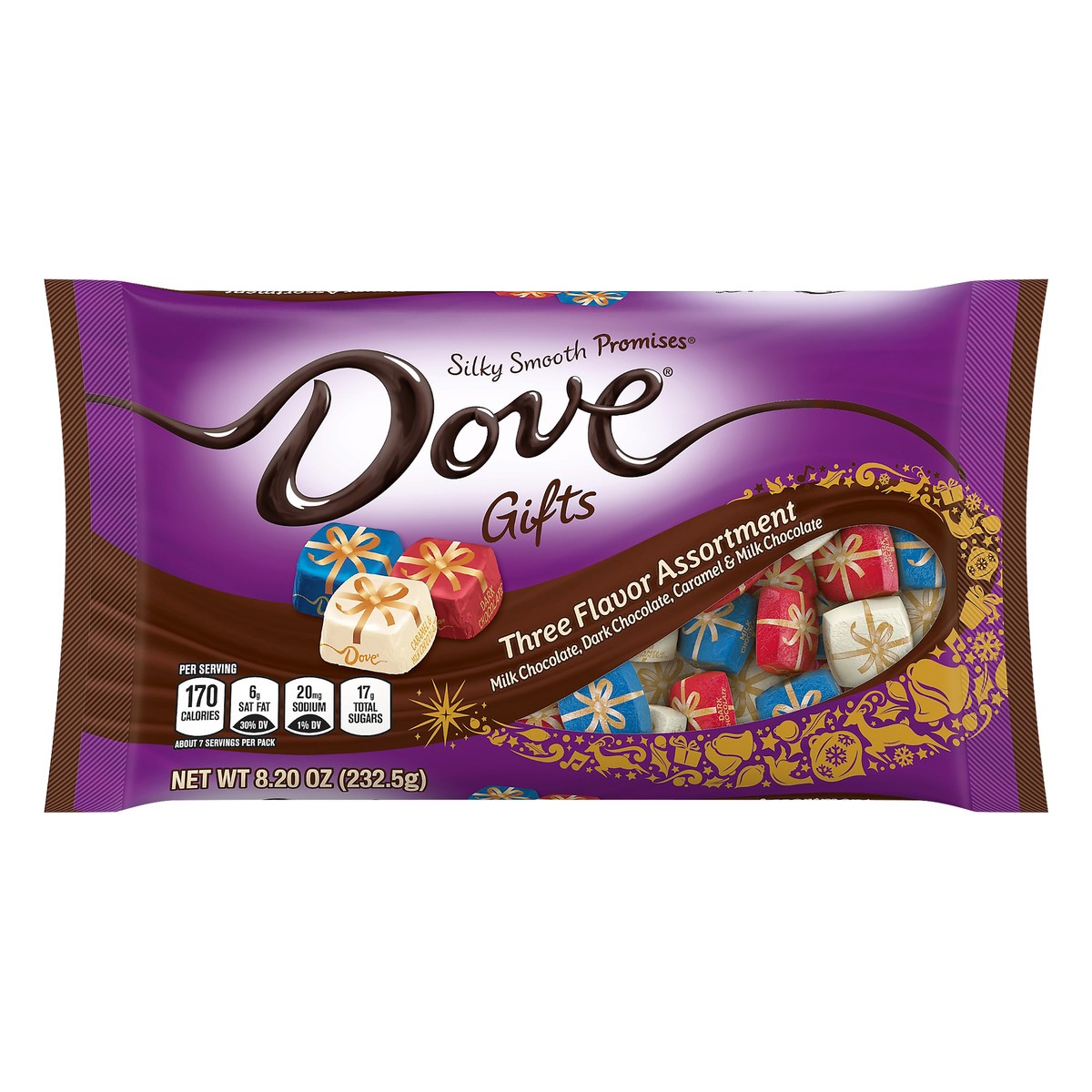 slide 4 of 13, DOVE PROMISES Christmas Assorted Chocolate Candy Gift, 8.20 oz. Bag, 8.2 oz