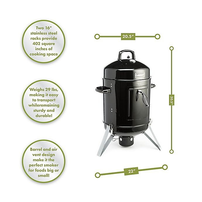 slide 2 of 8, Cuisinart Vertical Charcoal Smoker - Black, 16 in