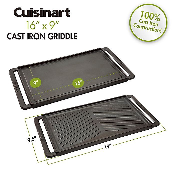 slide 6 of 9, Cuisinart Reversible Cast Iron/Griddle Plate - Black, 1 ct