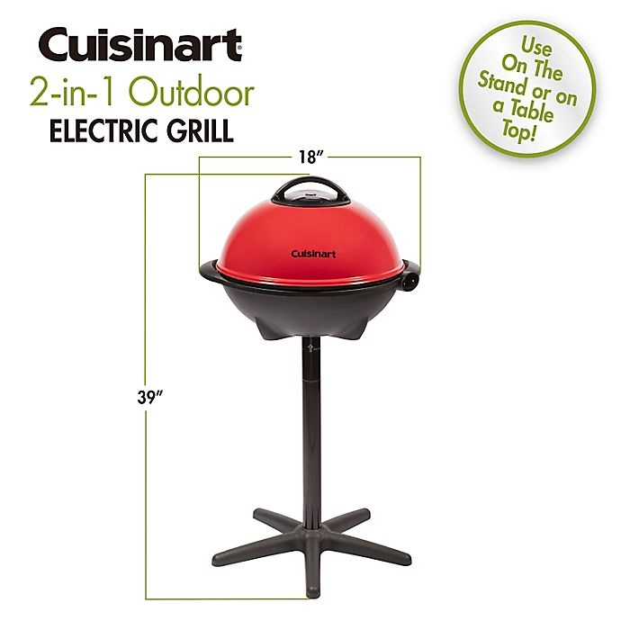 slide 15 of 15, Cuisinart CEG-115 2-in-1 Outdoor Portable Electric Grill - Red, 1 ct