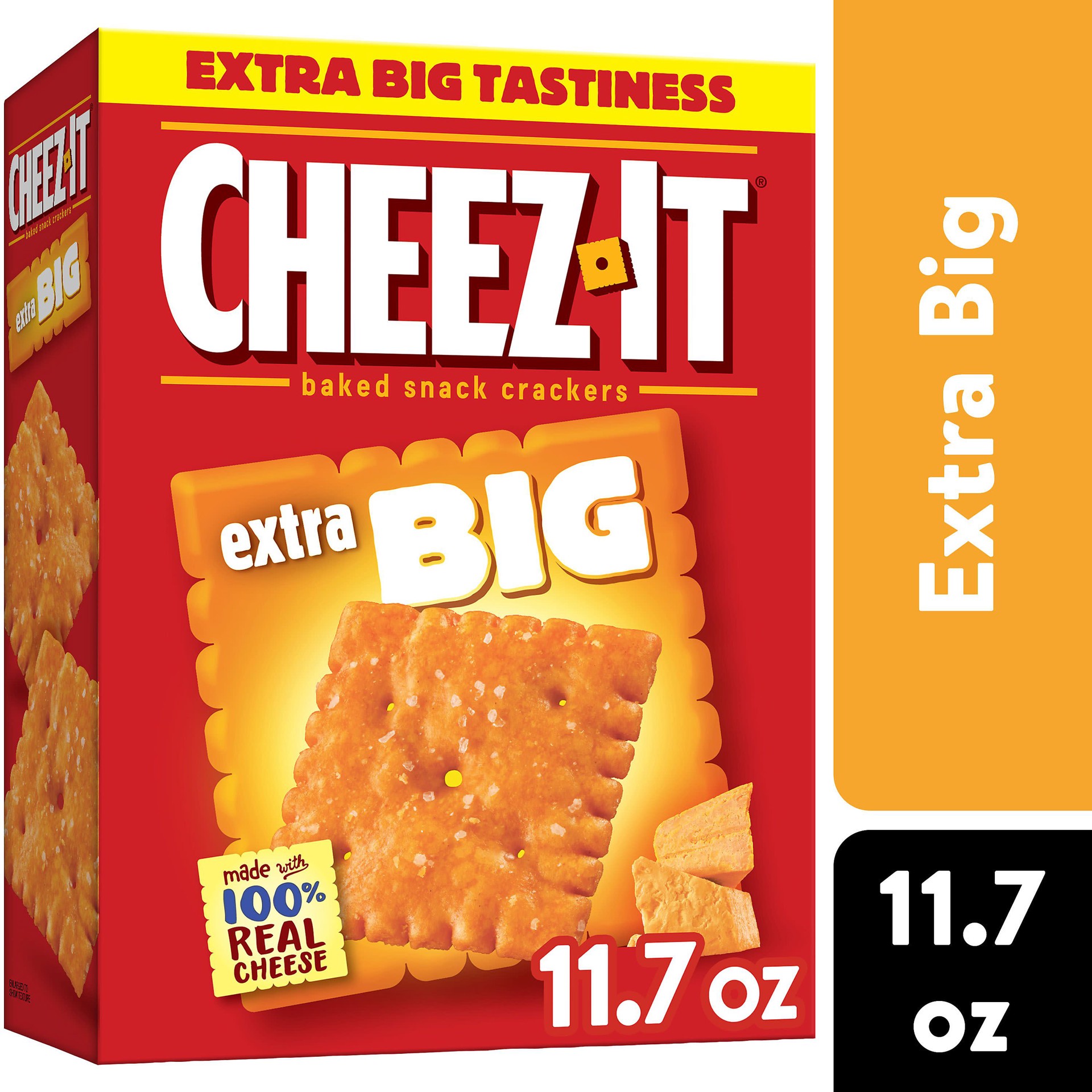 slide 1 of 8, Cheez-It Cheese Crackers, Baked Snack Crackers, Lunch Snacks, Extra Big, 11.7oz Box, 1 Box, 14 oz