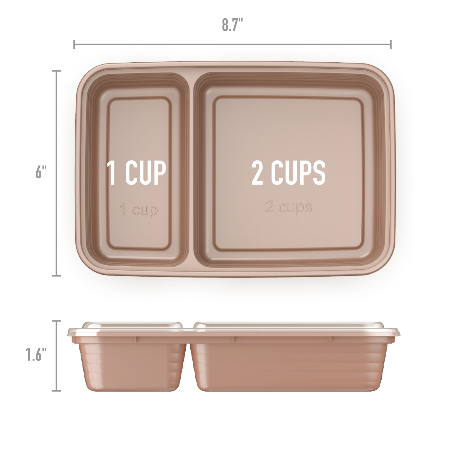 slide 5 of 6, Bentgo Prep 2-Compartment Meal-Prep Containers with Custom-Fit Lids, 1 ct