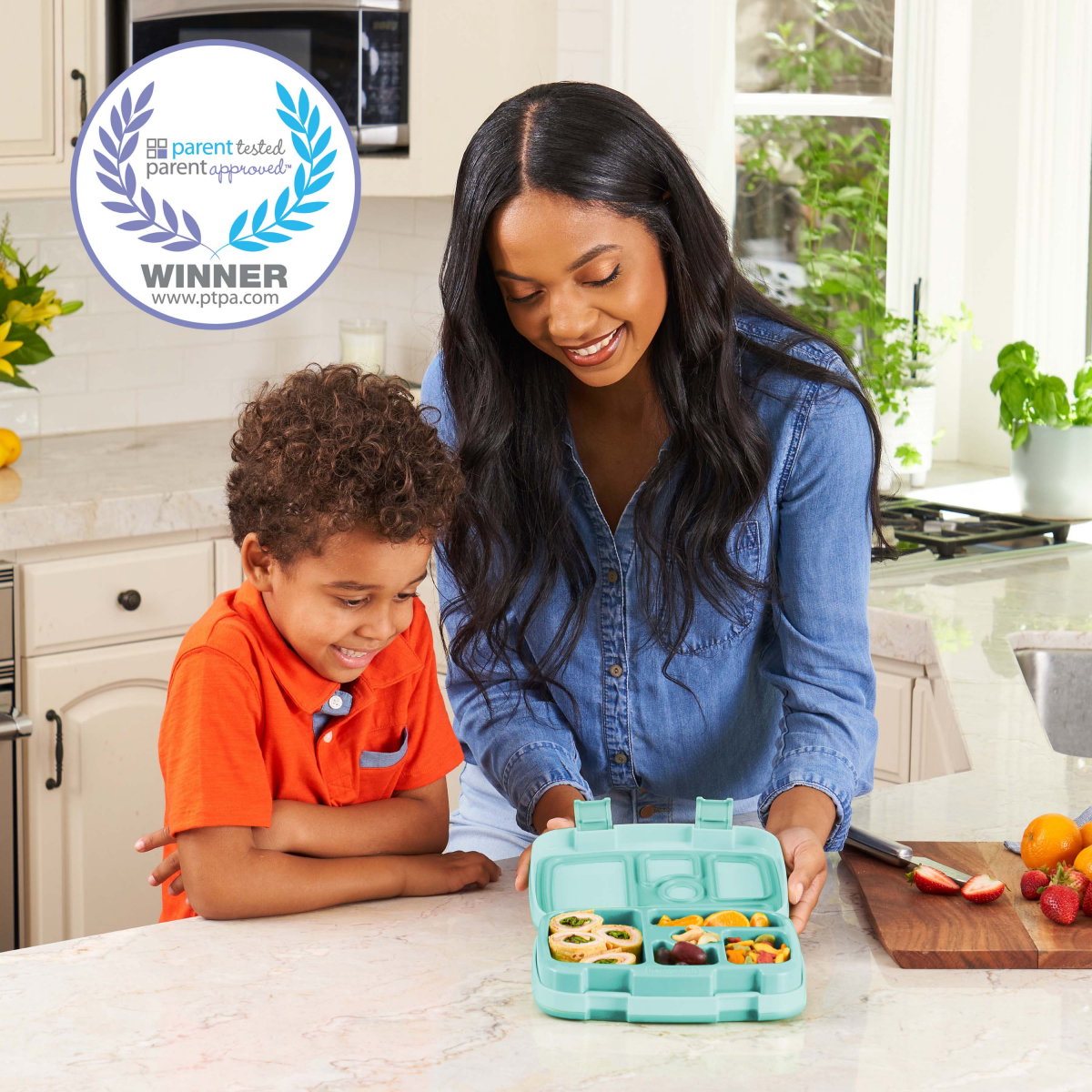 slide 4 of 5, Bentgo Kids Leak-Proof, 5-Compartment Bento-Style Kids Lunch Box - Seafoam, 1 ct