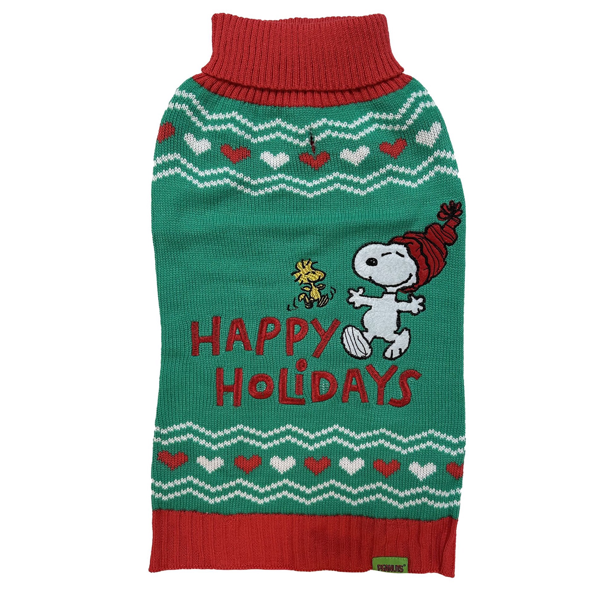 slide 1 of 1, GMason Peanuts Happy Holidays Sweater, LG