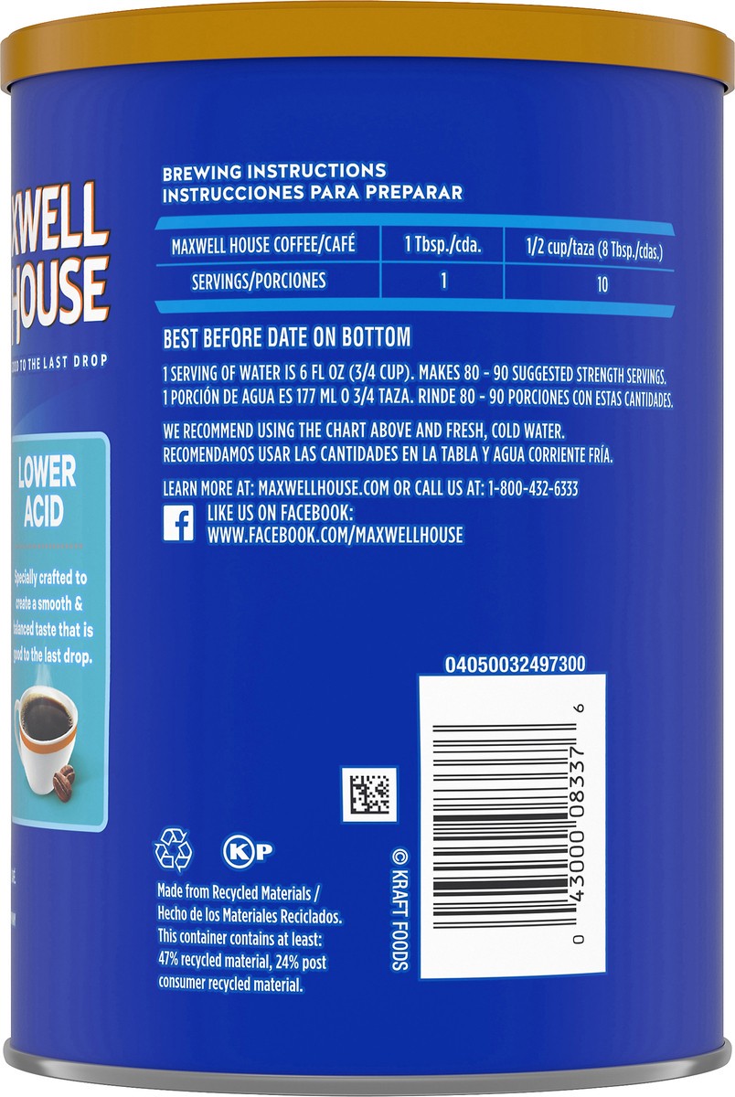 slide 6 of 9, Maxwell House Lower Acid Original Medium Roast Ground Coffee- 12.5 oz, 1 ct