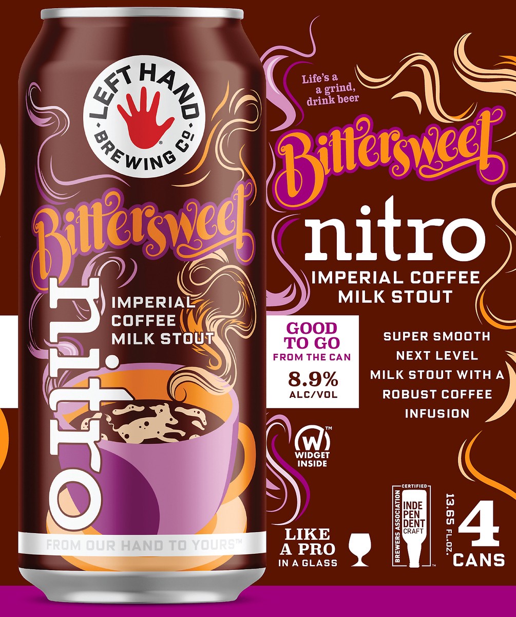 slide 1 of 1, Left Hand Brewing Nitro 4 Pack Imperial Coffee Milk Stout Bittersweet Beer 4 ea, 4 ct