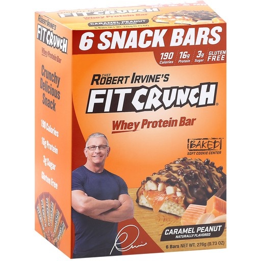 slide 1 of 1, Fit Crunch Whey Protein Bars, Caramel Peanut, 6 ct