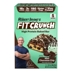 FITCRUNCH High Protein Mint Chocolate Chip Baked Bar 5 - 1.62 oz Bars