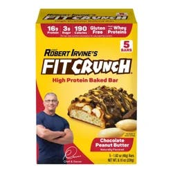 FITCRUNCH High Protein Chocolate Peanut Butter Baked Bar 5 - 1.62 oz Bars