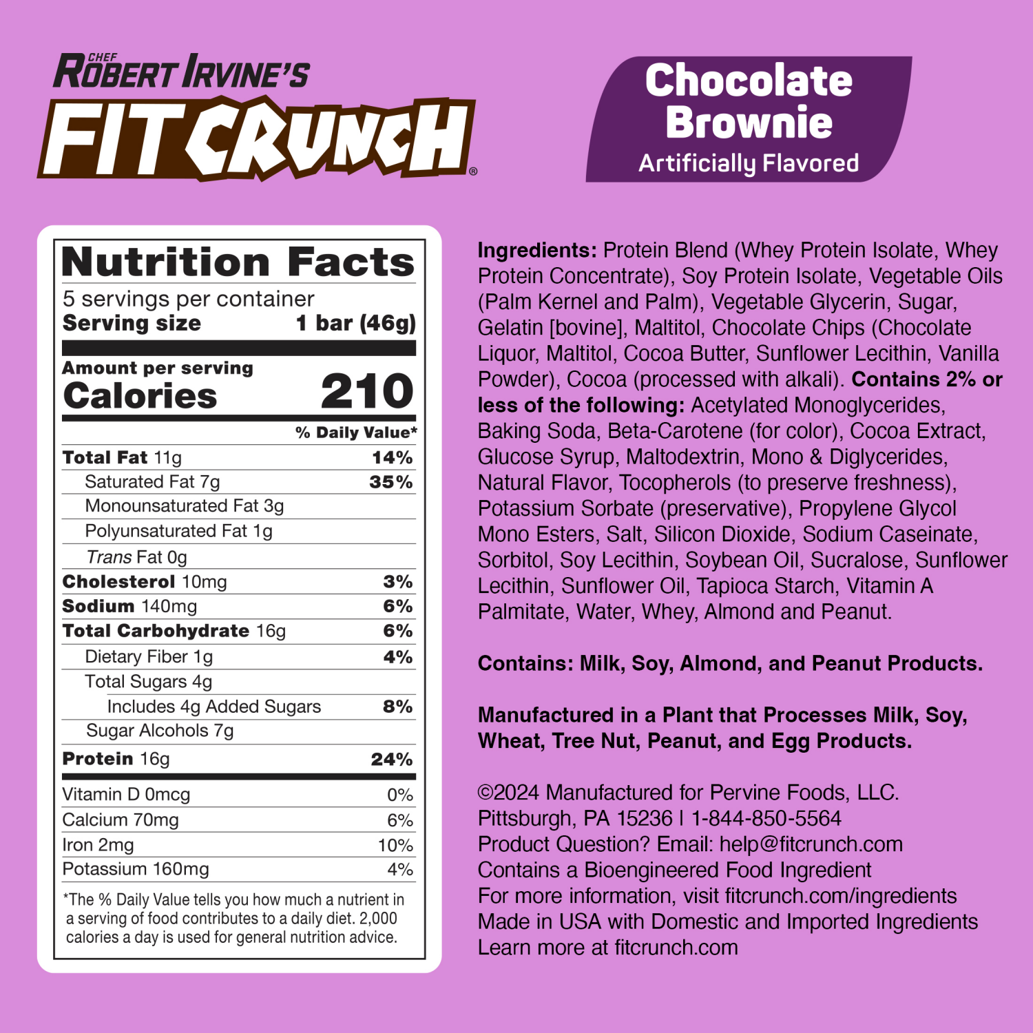 slide 2 of 2, FITCRUNCH High Protein Chocolate Brownie Baked Bar 5 - 1.62 oz Bars, 5 ct