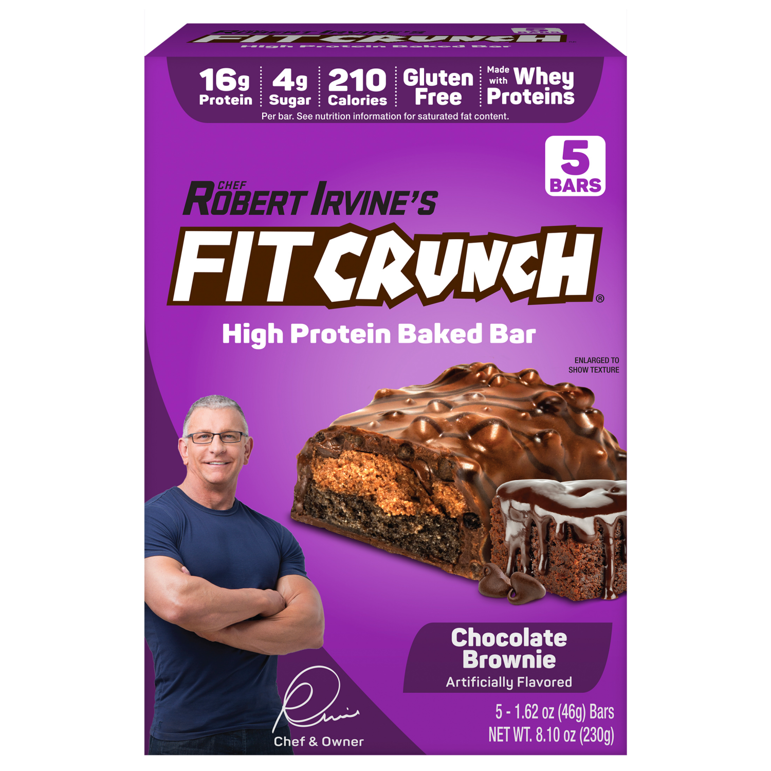 slide 1 of 2, FITCRUNCH High Protein Chocolate Brownie Baked Bar 5 - 1.62 oz Bars, 5 ct