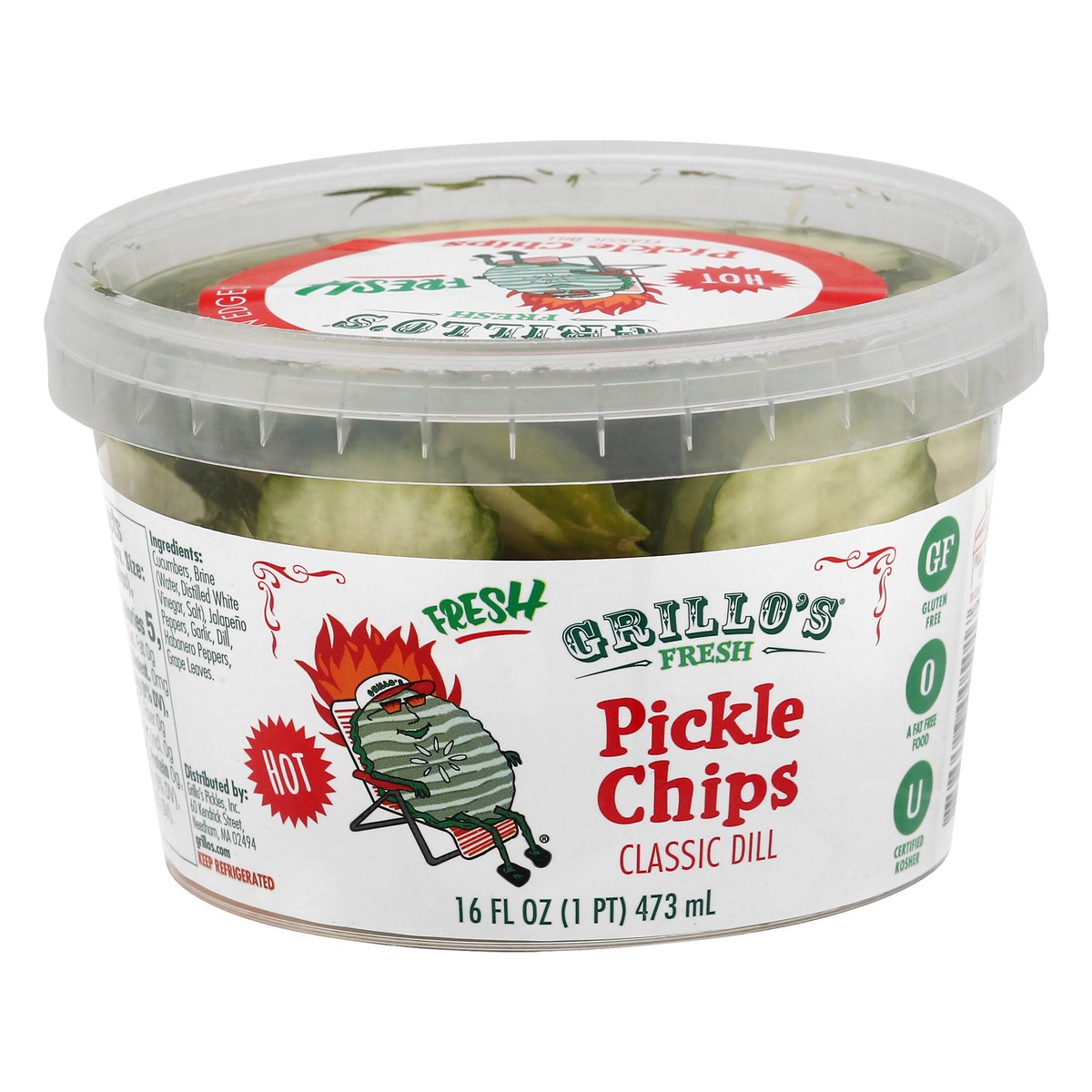 slide 7 of 9, Grillo's Pickles Grillos Pickles Hot Italian Dill Pickle Chips, 16 oz