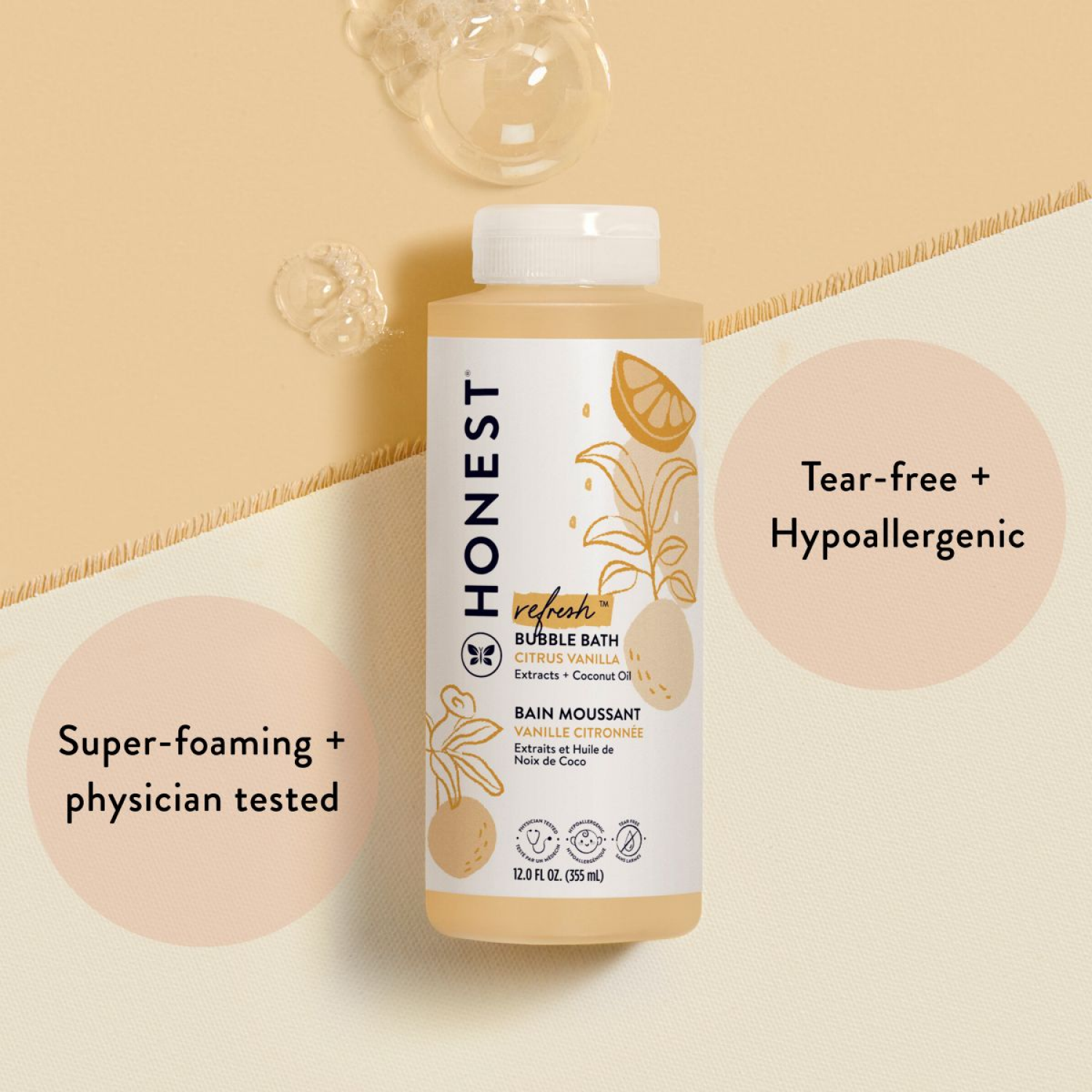 slide 7 of 8, Honest Refresh Citrus Vanilla Bubble Bath 12.0 fl oz, 12 fl oz