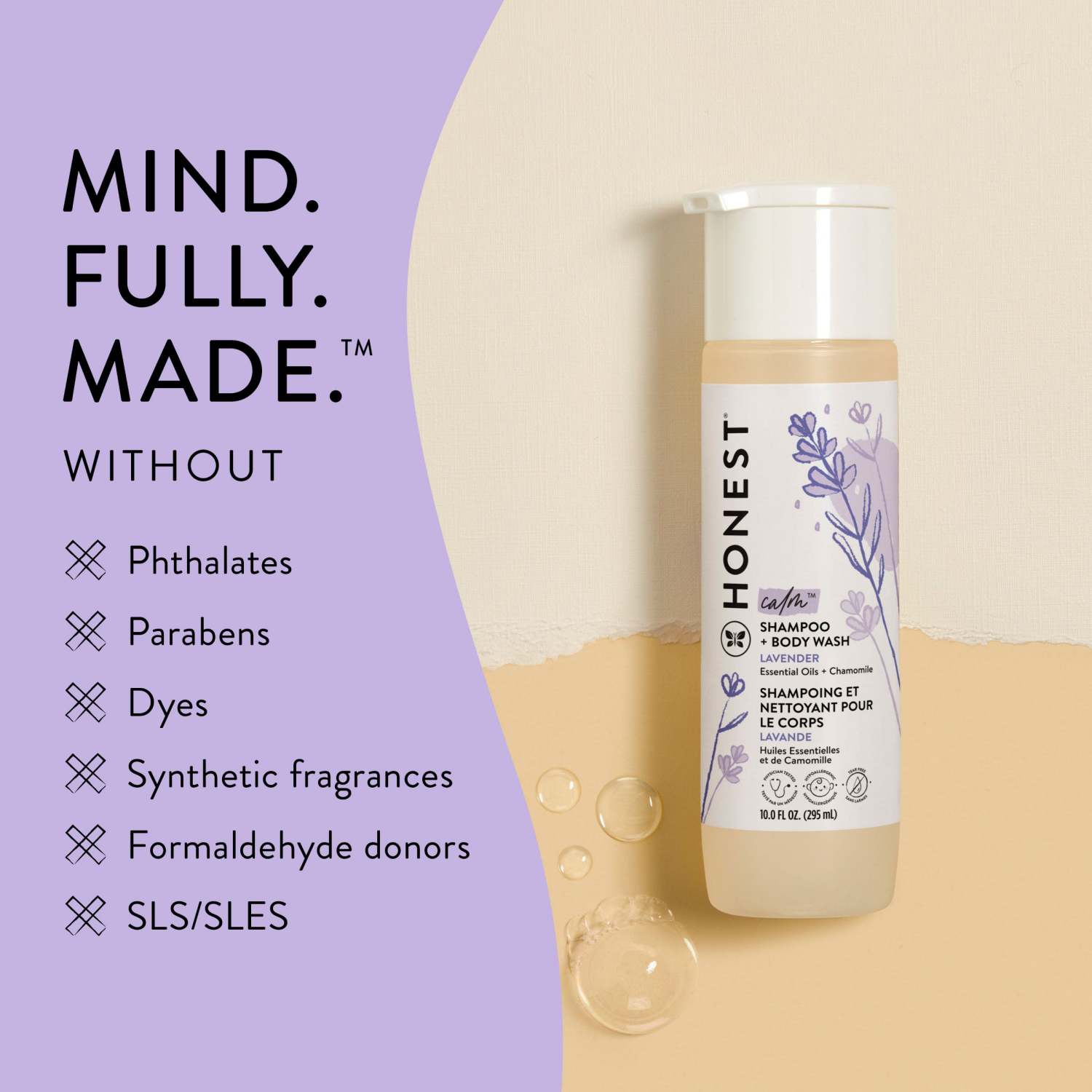 slide 6 of 8, Honest Calm Lavender Shampoo + Body Wash 10.0 fl oz, 10 fl oz