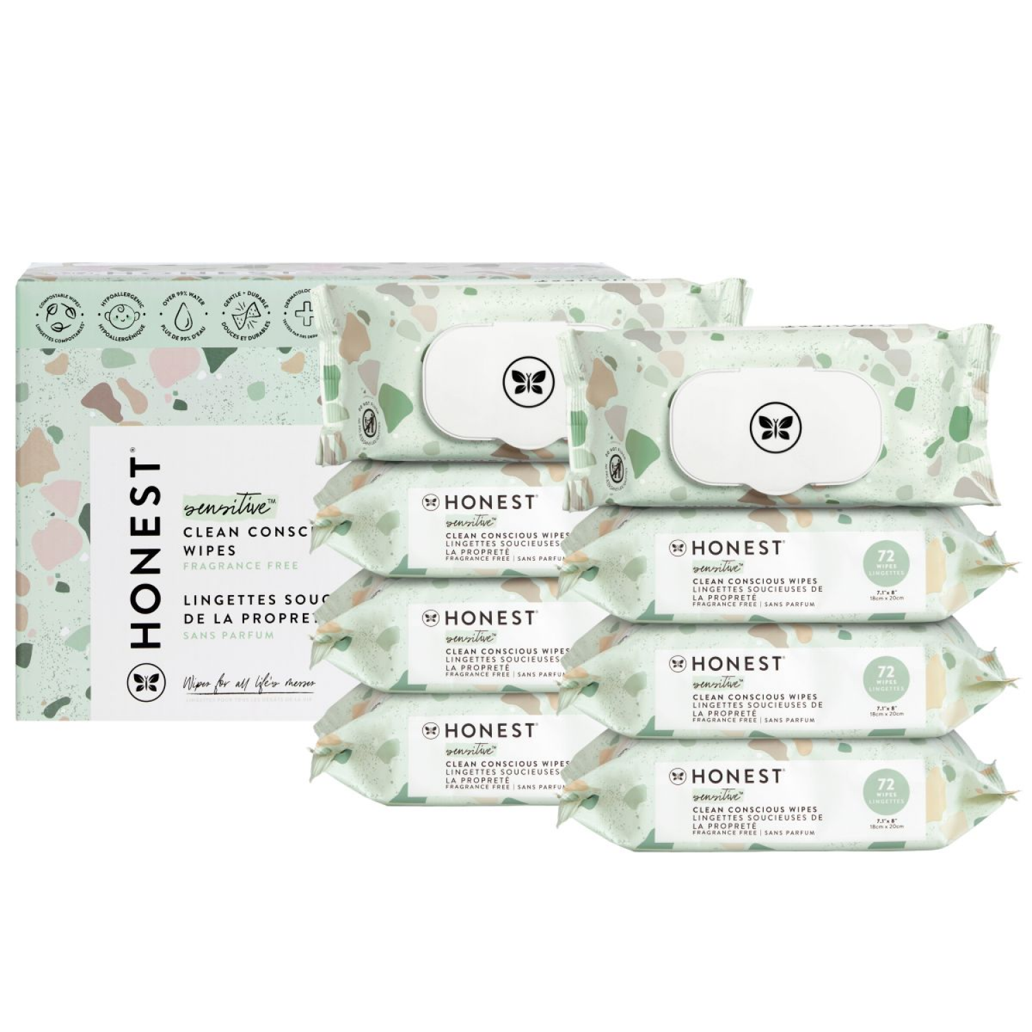slide 1 of 8, Honest Sensitive Fragrance Free Wipes 8 ea, 8 ct