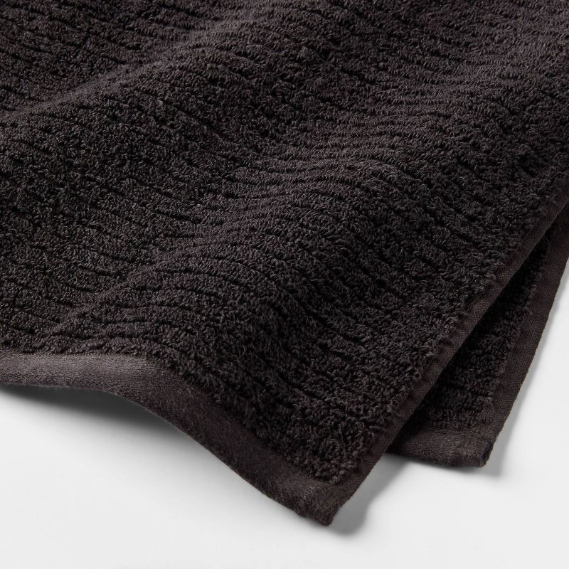 slide 4 of 4, 2pk Quick Dry Ribbed Bath Towel Set Washed Black - Threshold™: Cotton Terry, Midweight, OEKO-TEX Certified, 2 ct