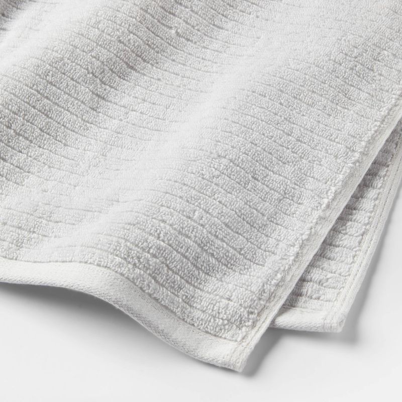 slide 5 of 6, 4pk Quick Dry Ribbed Hand/Wash Towel Set Light Gray - Threshold™: Cotton Terry, OEKO-TEX Certified, Midweight, 4 ct