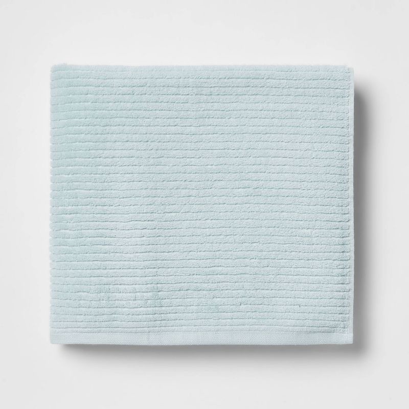 slide 3 of 4, 2pk Quick Dry Ribbed Bath Towel Set Aqua - Threshold™: Cotton Terry, Midweight 450-550 GSM, Machine Washable, 2 ct