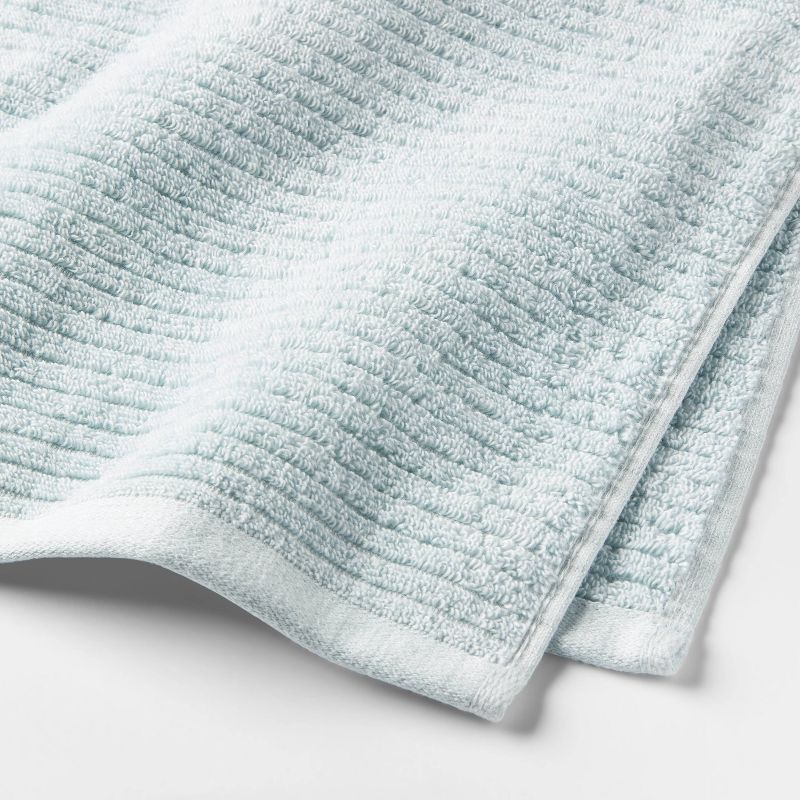 slide 4 of 4, 2pk Quick Dry Ribbed Bath Towel Set Aqua - Threshold™: Cotton Terry, Midweight 450-550 GSM, Machine Washable, 2 ct