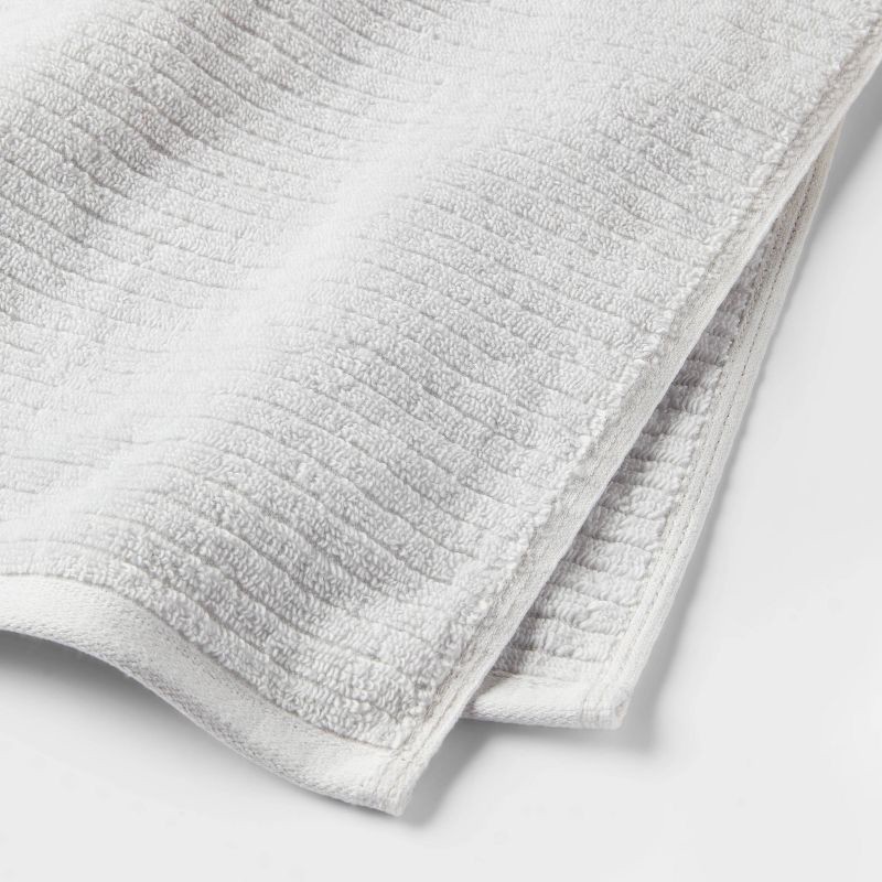 slide 4 of 4, 2pk Quick Dry Ribbed Bath Towel Set Light Gray - Threshold™: Cotton Terry, Midweight, OEKO-TEX Certified, 2 ct