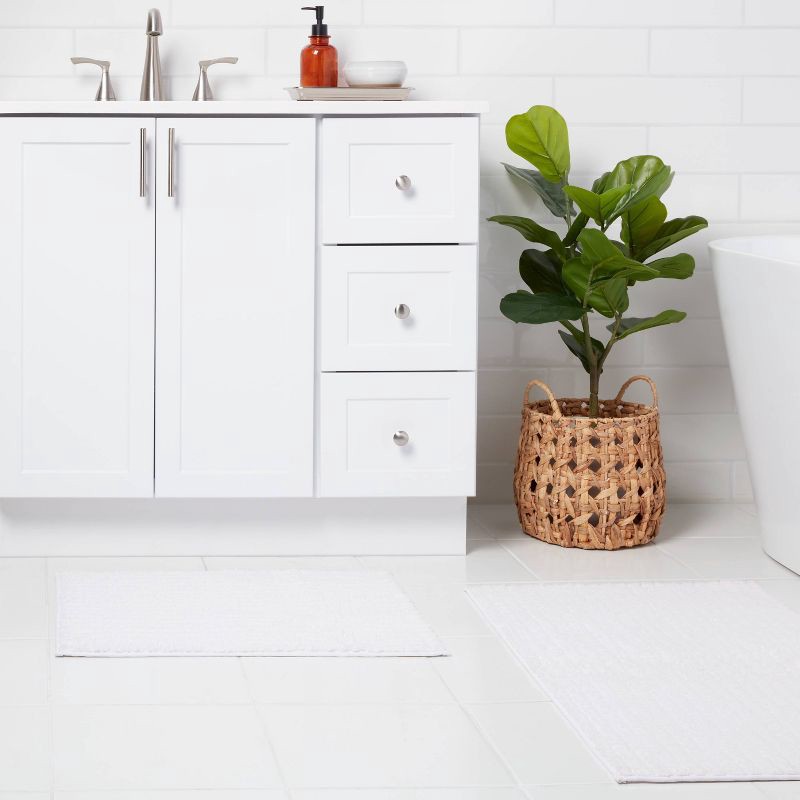 slide 2 of 4, 2pk Quick Dry Bath Rug Set White - Threshold™, 2 ct