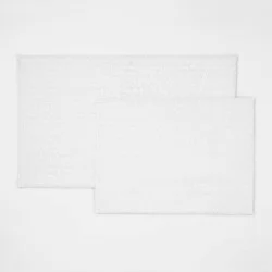 2pk Quick Dry Bath Rug Set White - Threshold™: Lightweight, Non-Skid, Modern, Machine Made, Tufted, Low Pile, Recycled Polyester