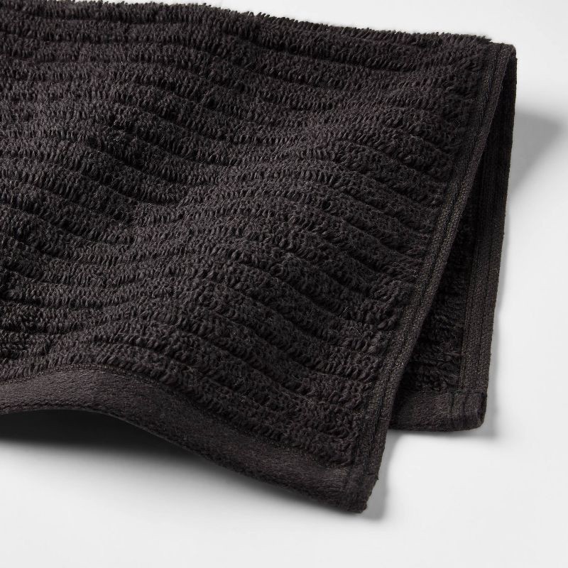 slide 6 of 6, 4pk Quick Dry Ribbed Hand/Wash Towel Set Washed Black - Threshold™: Cotton Terry, OEKO-TEX Certified, Midweight, 4 ct