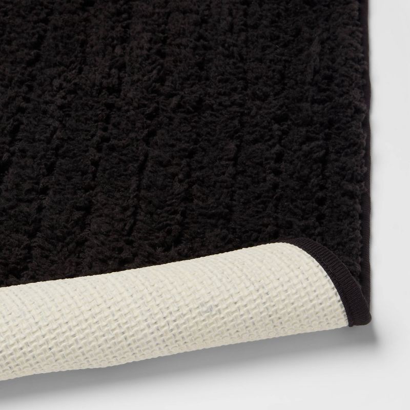 slide 4 of 4, 2pk Quick Dry Bath Rug Set Washed Black - Threshold™: Machine Washable, Tufted Polyester, Latex Backing, 2 ct