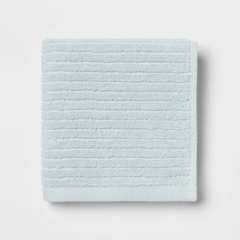 slide 3 of 6, 4pk Quick Dry Ribbed Hand/Wash Towel Set Aqua - Threshold™: Cotton Terry, Midweight, OEKO-TEX Certified, 4 ct