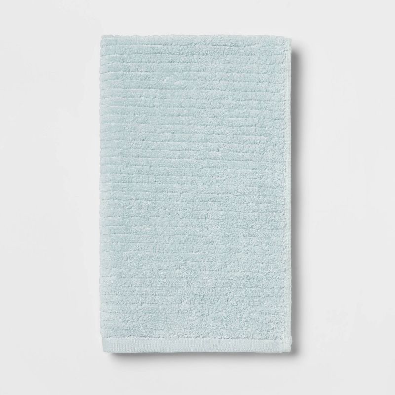 slide 4 of 6, 4pk Quick Dry Ribbed Hand/Wash Towel Set Aqua - Threshold™: Cotton Terry, Midweight, OEKO-TEX Certified, 4 ct