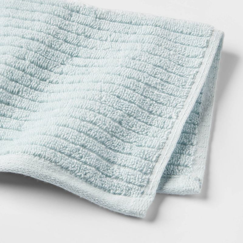 slide 6 of 6, 4pk Quick Dry Ribbed Hand/Wash Towel Set Aqua - Threshold™: Cotton Terry, Midweight, OEKO-TEX Certified, 4 ct