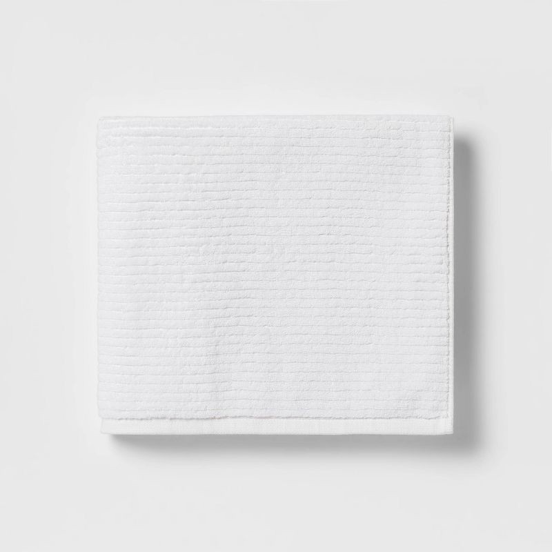 slide 3 of 4, 2pk Quick Dry Ribbed Bath Towel Set White - Threshold™: Cotton Terry, Midweight 450-550 GSM, Machine Washable, 2 ct