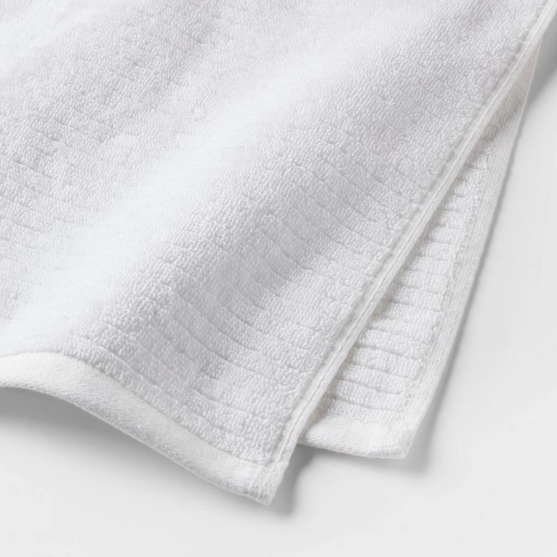 slide 4 of 4, 2pk Quick Dry Ribbed Bath Towel Set White - Threshold™: Cotton Terry, Midweight 450-550 GSM, Machine Washable, 2 ct