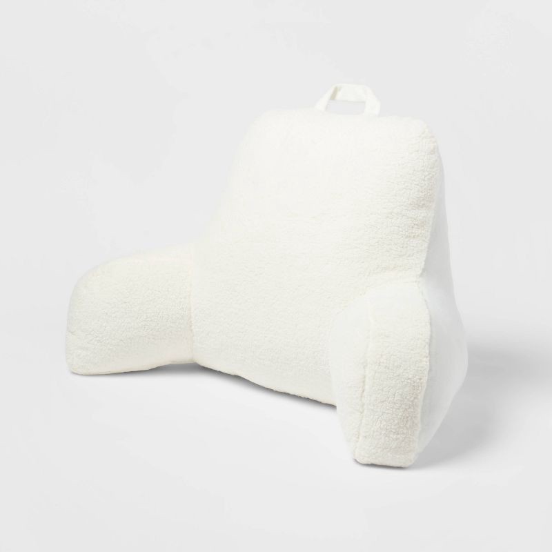 slide 3 of 6, Faux Shearling Bed Rest Pillow Cream - Room Essentials™: Supportive Backrest for Dorm, Hypoallergenic Fill, 1 ct