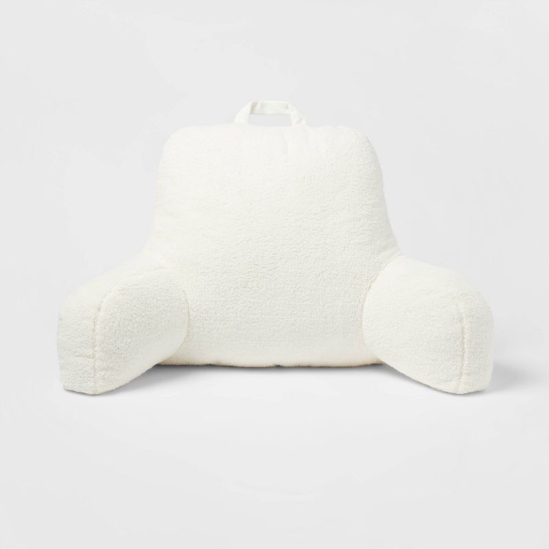 slide 1 of 6, Faux Shearling Bed Rest Pillow Cream - Room Essentials™: Supportive Backrest for Dorm, Hypoallergenic Fill, 1 ct