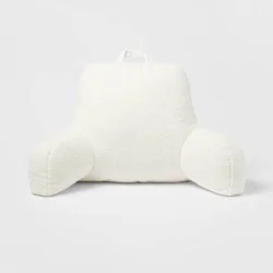 Faux Shearling Bed Rest Pillow Cream - Room Essentials™: Supportive Backrest for Dorm, Hypoallergenic Fill
